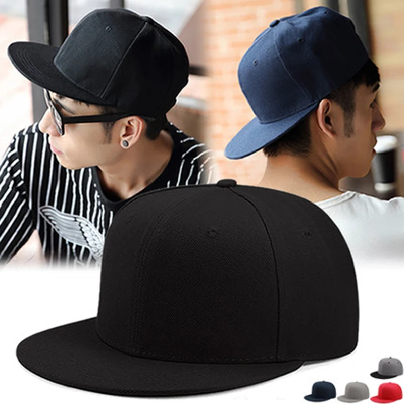 

Solid Color Baseball Cap Men's Flat Brim Hip Hop Hat Summer Snapback Caps Sun Hats Adjustable Cool Fashion Streetwear Hats