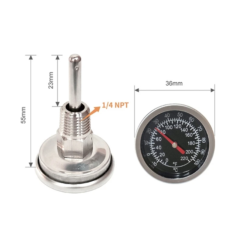Измеритель температуры из нержавеющей стали -10-100 ℃/0-220 ºF 1 4-дюймовый термометр с