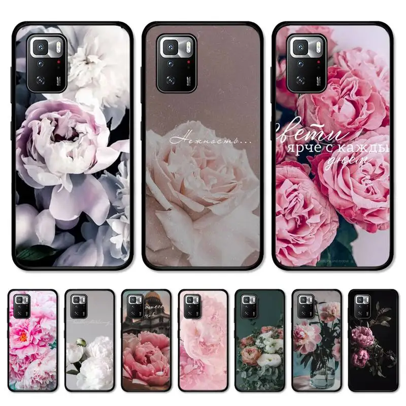 

Peonies beautiful flower Phone Case for Redmi Note 11E 11 10 9 8 6 Pro 11s 8T 5 7 7A 9A K20 K30 Soft Tpu Cover