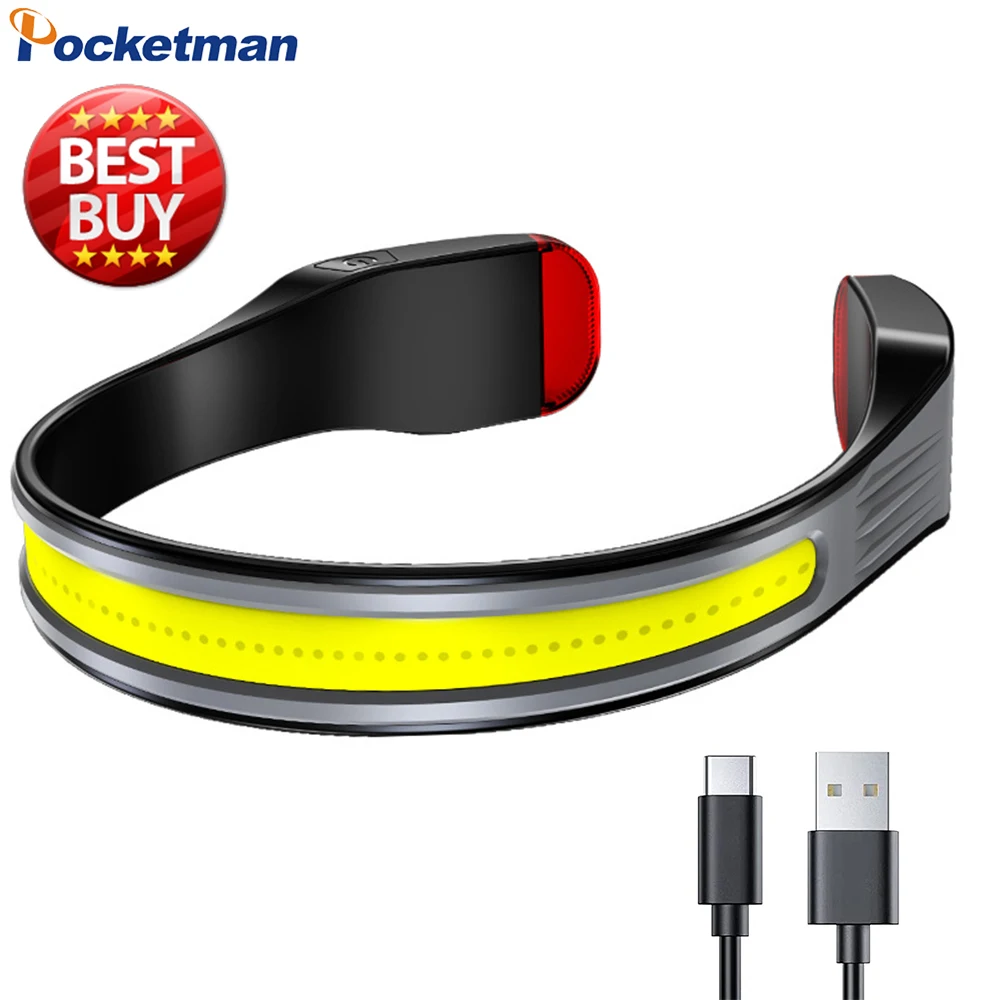 

New COB LED Headlamp Type-C USB Fast Charging Headlight Outdoor Night Fishing Night Running Hanging Neck Light Head Lamp