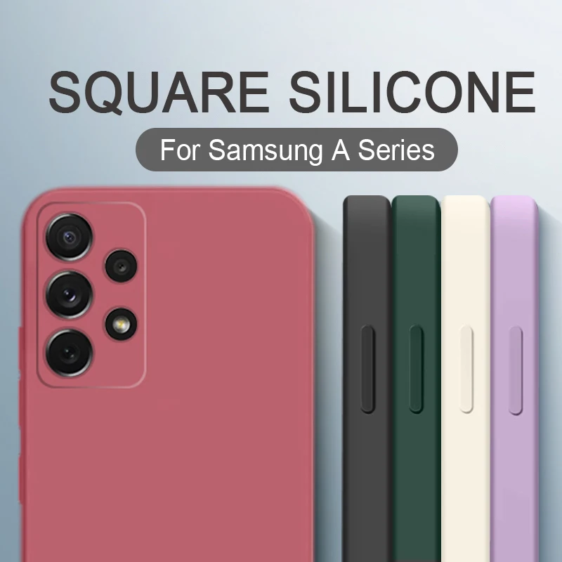 

Square Candy Silicone Phone Case For Samsung Galaxy A33 A53 A73 5G A13 A03 A52S A02 A02S A12 A22 A32 A52 A72 A82 Slim Soft Cover