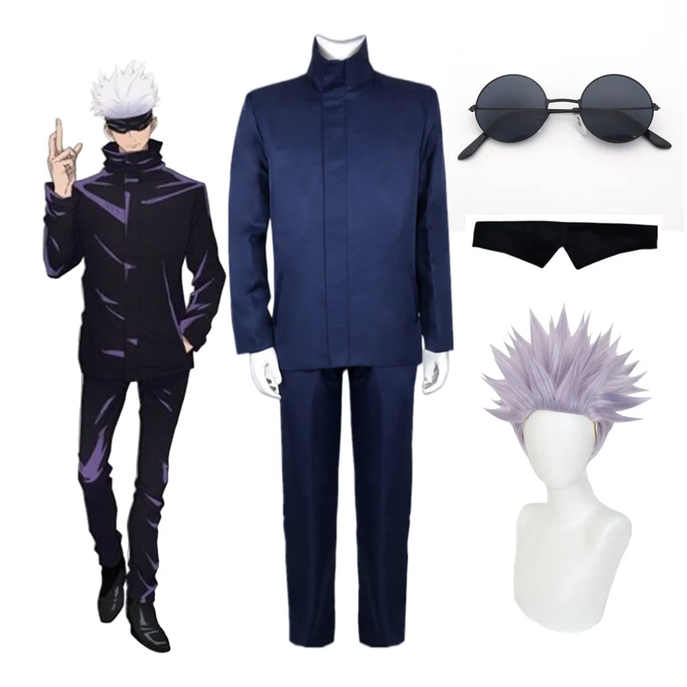 

Anime Jujutsu Kaisen Gojo Satoru Cosplay Costumes Black Blue school uniforms for Women Men Clothes