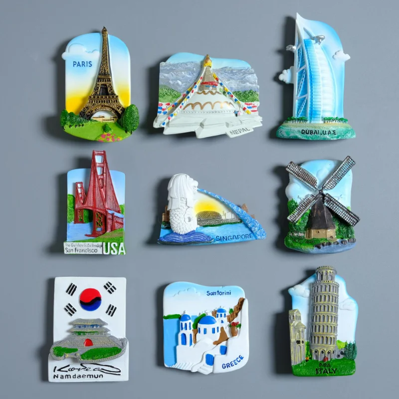 

Refrigerator Paste Tourism Souvenir Landscape 3D Fridge Magnetic Stickers Home Decor Hand Painted Crafts Resin Accessories