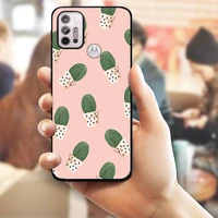 Silicone Black Phone Case for Motorola Moto G30 Play G40 Fusion E20 E40 Plus G20 G50 G60 Succulent Cactus Covers Coque
