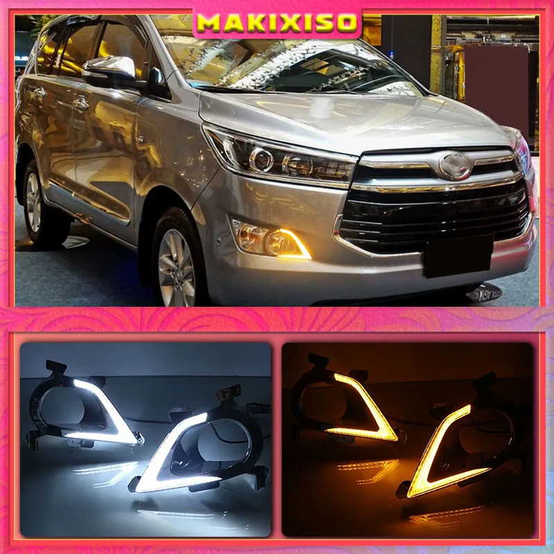 2pcs For Toyota Innova 2016 2017,Turning Yellow Signal Style Relay Waterproof ABS Car DRL LED Daytime Running Light Daylight