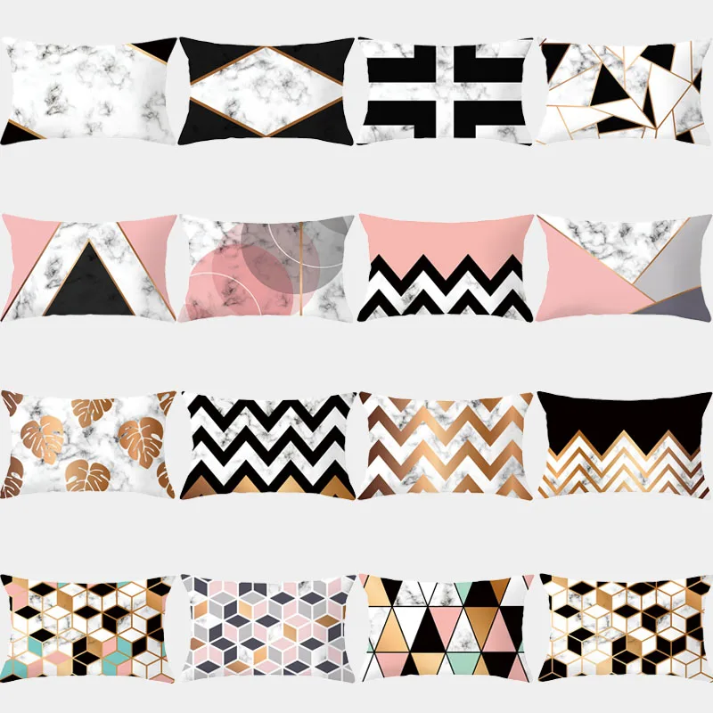 

Розовая наволочка для подушки с геометрическим рисунком 30x50, Полиэстеровые мраморные подушки для дивана, декоративные наволочки для диванных подушек, украшение для дома, наволочки