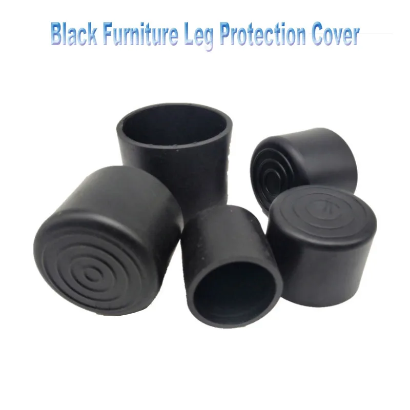 

2Pcs Black Round Furniture Leg Protection Cover Table Feet Floor Protection Good toughness Anti-slip anti-aging beautiful
