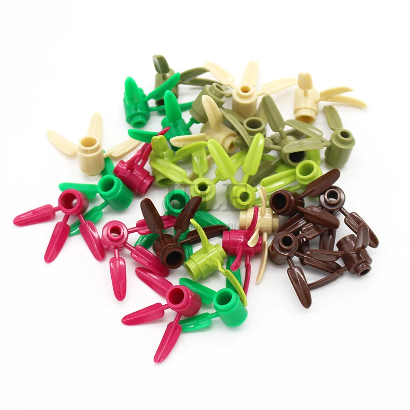 50 шт. Moc лист дерева растение круглые строительные блоки кирпичи 1x1 с 3 листьями