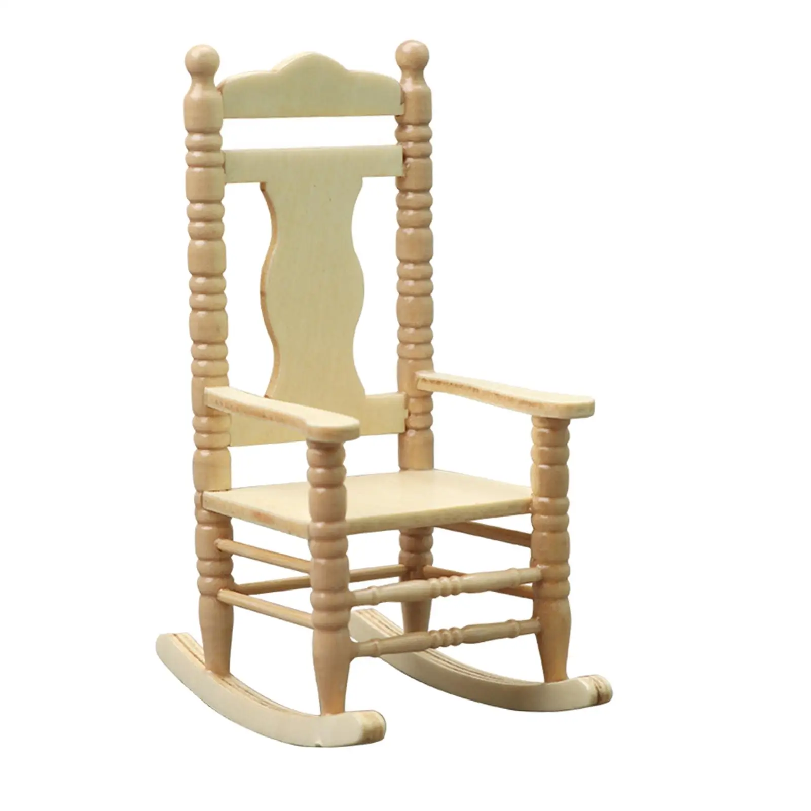 

Деревянное мини-кресло-качалка для кукольного домика, сцена жизни, микро-Ландшафтная модель, игрушки для спальни, украшения в масштабе 1:12, декоративные принадлежности