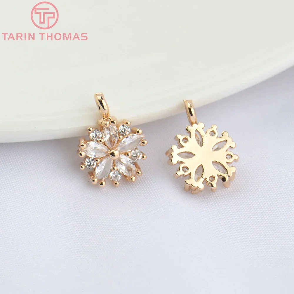 Латунные подвески с цирконом 10 шт. 9 мм 24 к цвета шампанского