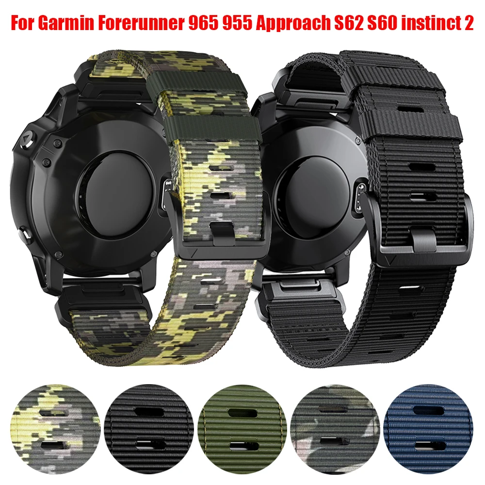 

22/26mm Quickfit Nylon Loop Watchband for Garmin Forerunner 965 955 Instinct 2X Solar Approach S70 S62 60 Band Replacement Strap
