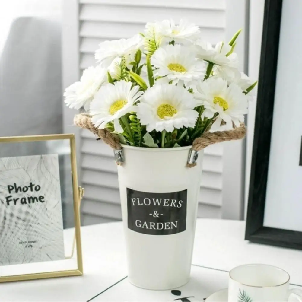 

Flower Bucket Plant Vase Container Artificial Flower Handle Bucket Container for Home Garden Decor Floral Display Decoration