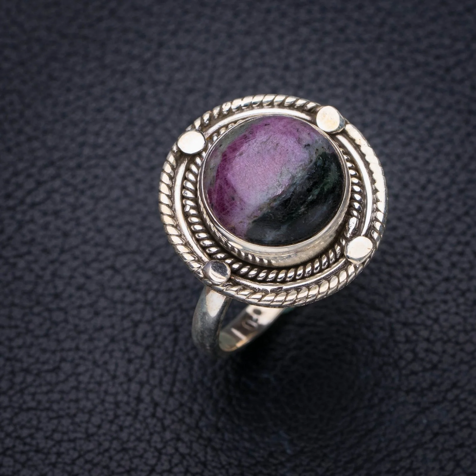 

StarGems натуральный Eudialite ручной работы 925 пробы Серебряное кольцо 8,25 E8306