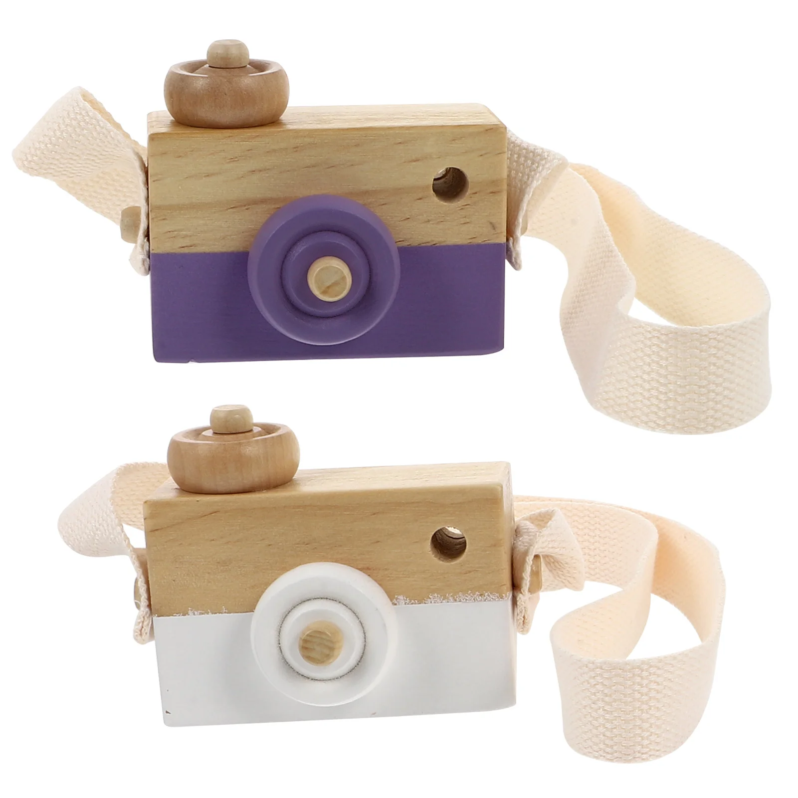 

2Pcs Children Handworked Wooden Camera Playthings Adornments Desktop Decor