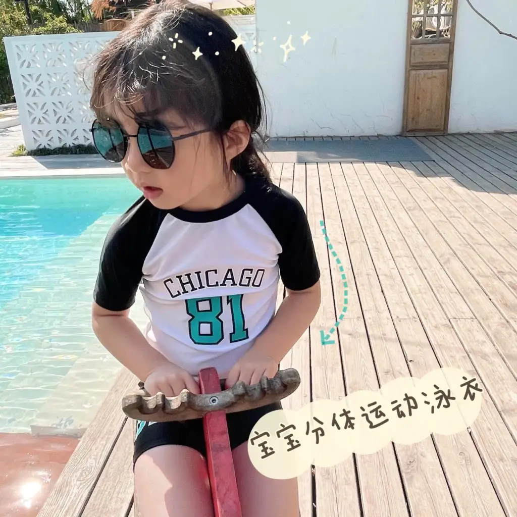 

Summer Children's Short Sleeve Swimwear Girl's Bikini Split Swimsuit Girls Lovely Split Bikini Sport Infant Swimwear