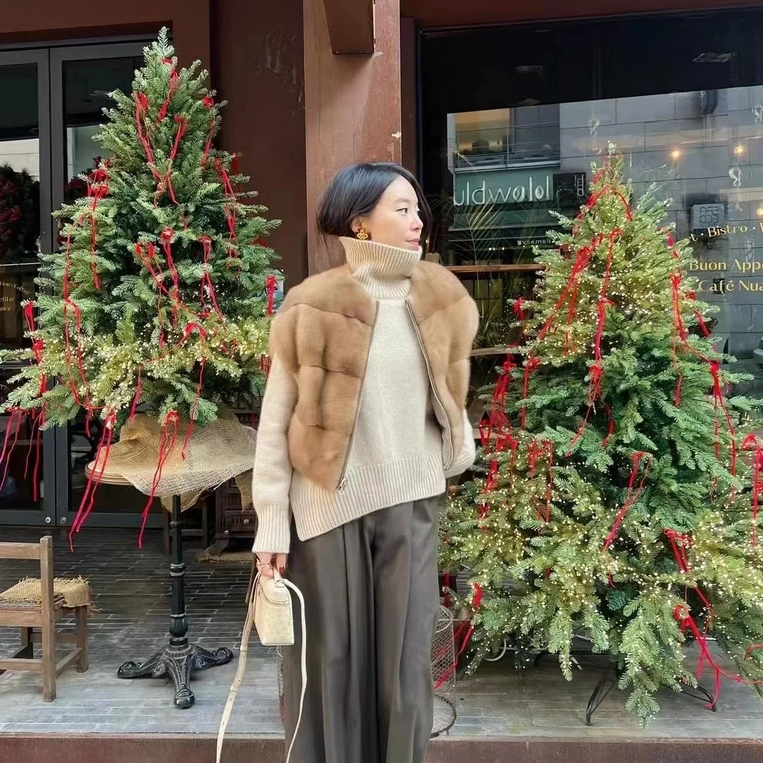 2024 зимняя мода элитный новый жилет из меха кролика рекс женский короткий