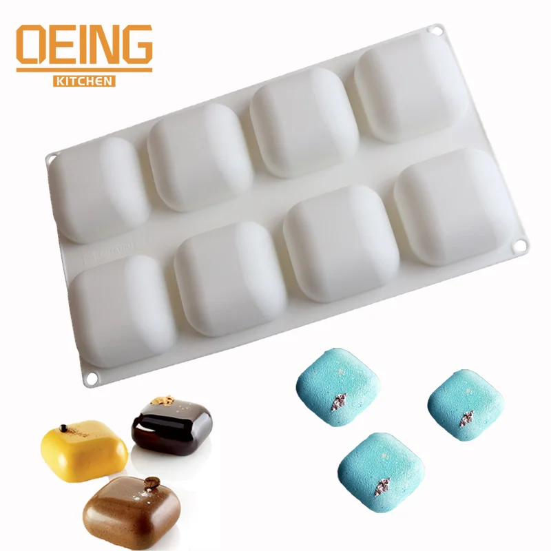 

8 ячеек, квадратная подушка, силиконовая форма для торта, шоколада, желе, пудинг, десерт, сковорода для хлеба, инструменты для украшения