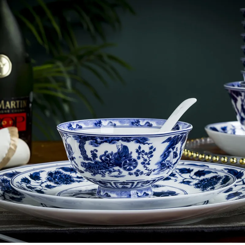 

Qing Dynasty Qianlong Year Mark Blue And White Figure Guiguzi Downhill Bowl Antique Ornaments Porcelain Antique Collection