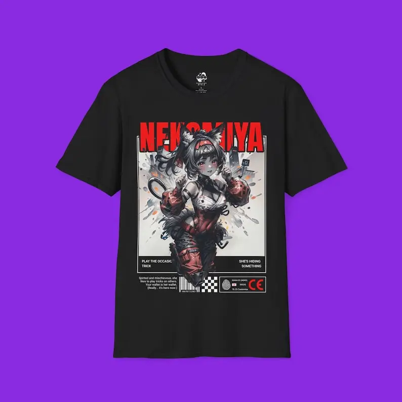 Zenless Zone Zero ShirtNekomata Fan Art ShirtZZZ ShirtZZZHoyoverse (шкала серого + красный)