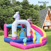 wholesale customized bounce house large children bouncy unicorn theme inflatable castle building amusement park indoor outdoor