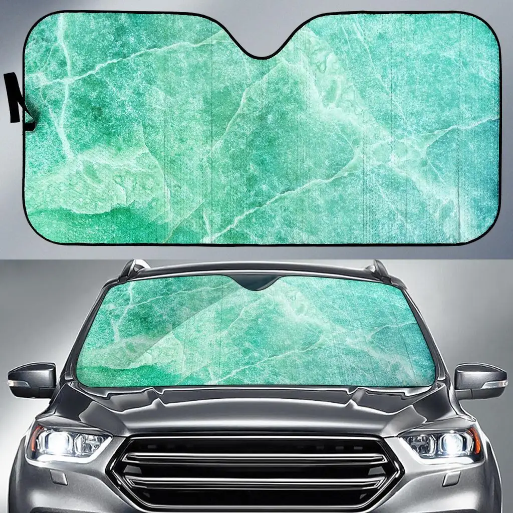 

Teal Marble Print Car Sun Shade