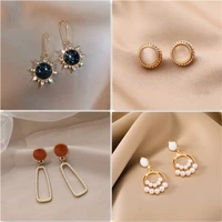 korean style luxury heart earring girls aesthetic unusual gold moon ear studs for women bohemian pearl bears jewelry trend 2022