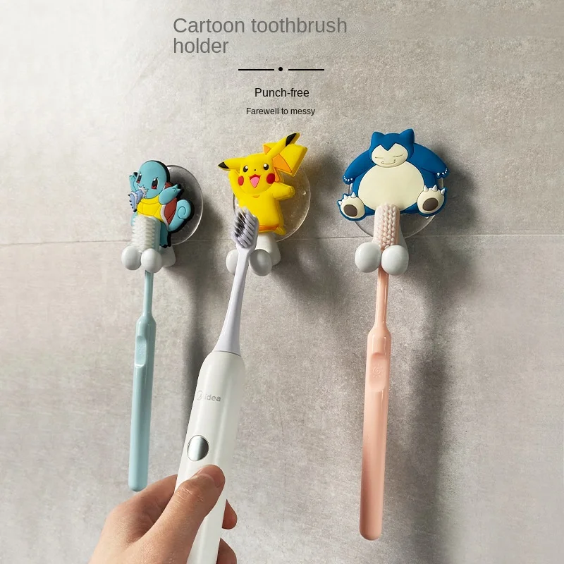 

Children's Cute Cartoon Toothbrush Rack Wall-mounted Shelf Creative Non-perforated Suction Cup Toothbrush Bathroom Hanging Rack
