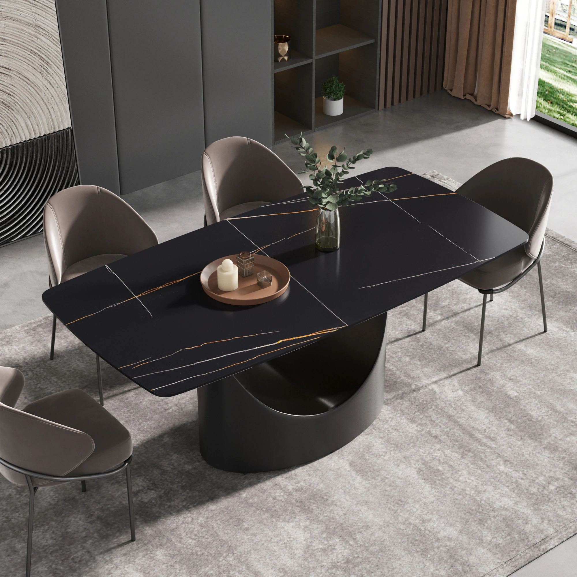

ATUNUS Marble Dinner Table Artificial Dinning Room Table Set Modern Furniture Luxury Sintered Stone Dining Table And Chairs