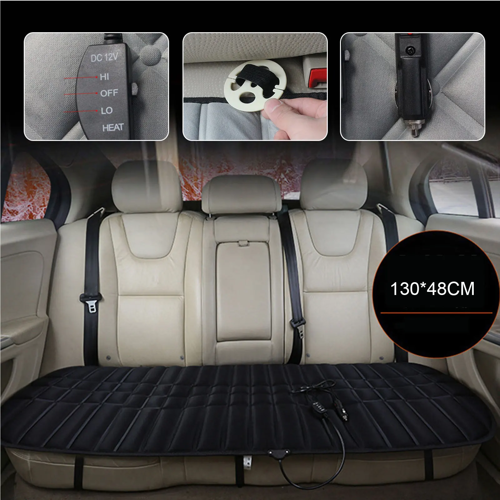 

12V Car Rear Back Heated Heating Seat Cushion Cover Pad Winter Car Auto Warmer Heater Automotive Accessories 32-42W 35-60°