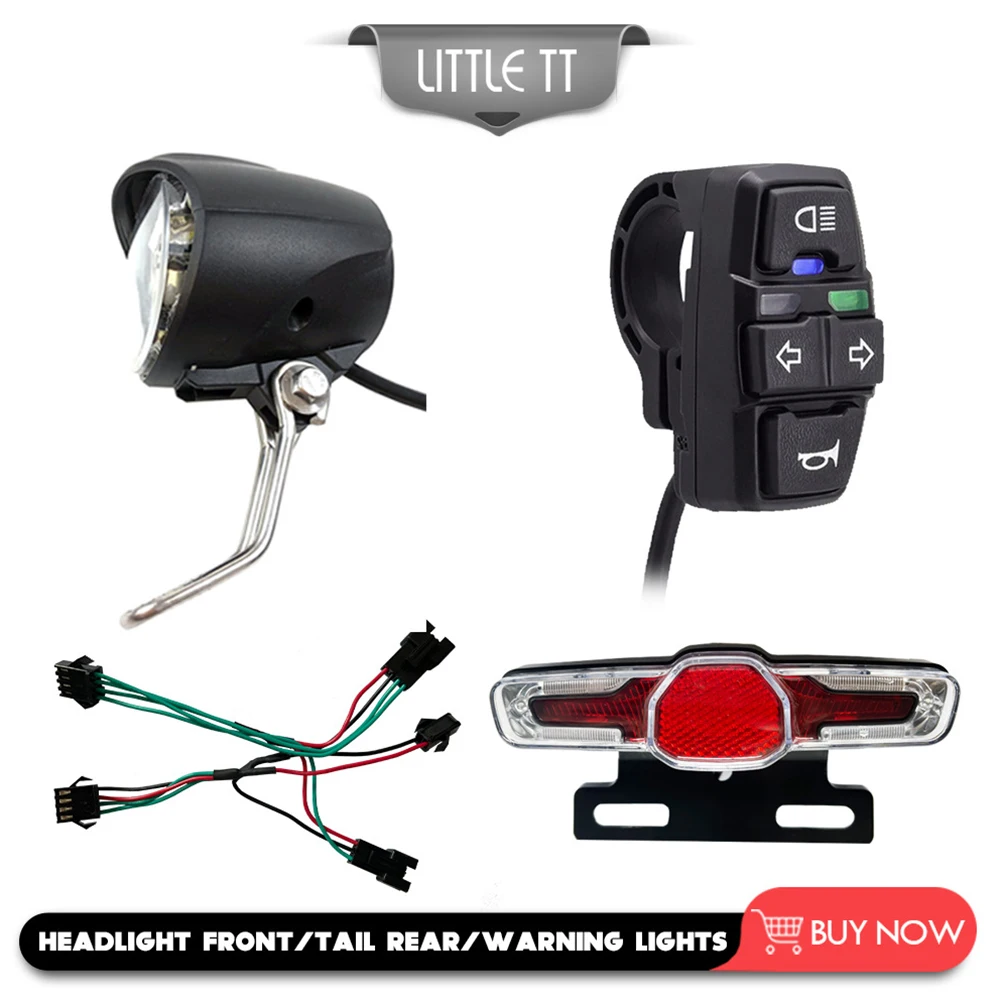 

36/48V Electric Bicycle Headlight And Taillight DK336 Switch Cable Cycling Parts Horn And Turn Signal DK336 Switch