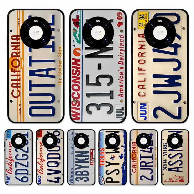 

Funny License Plate Number Car Phone Case for Huawei Mate 20 10 9 40 30 lite pro X Nova 2 3i 7se