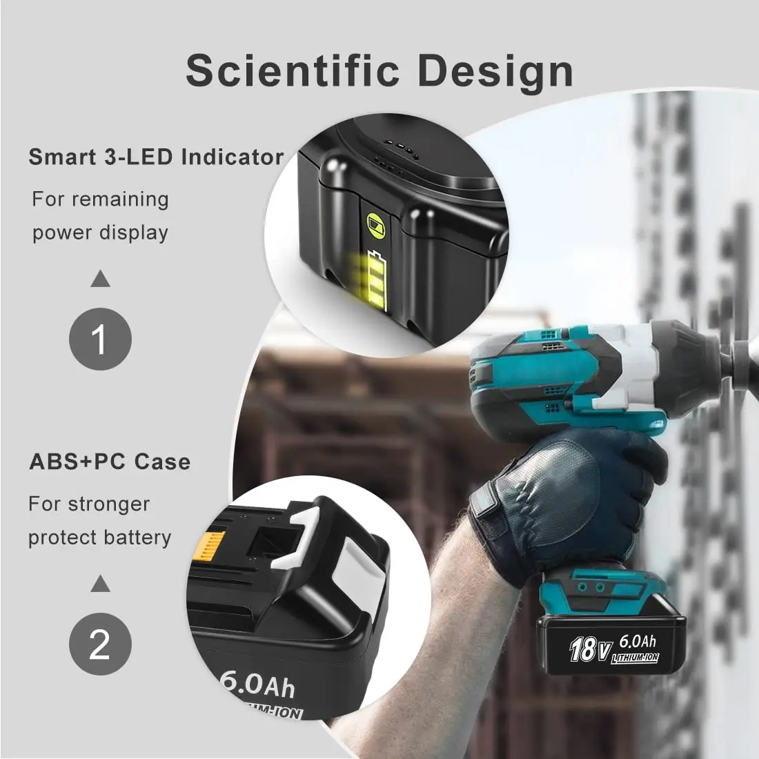 Battery for Makita Battery 18v 6Ah BL1830 BL1850 RechargeableTool Battery With LED Charger BL1860B 18650 Li-Ion Replacement