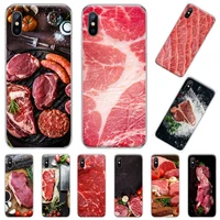 steak raw meat phone case transparent soft for iphone 12 11 13 7 8 6 s plus x xs xr pro max mini