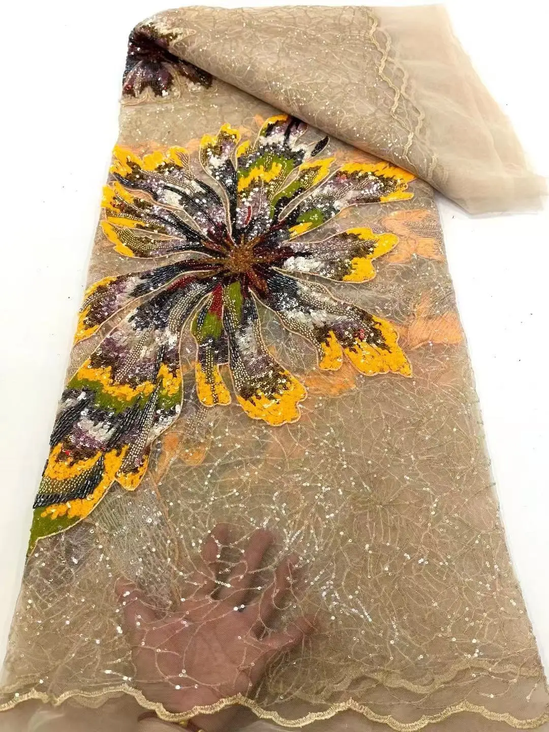 Новинка 2025 года 3D ткань с цветами трубка из бисера изысканная цветочная вышивка