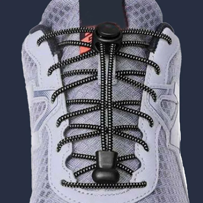 

1Pair Colored Dots Round Elastic Shoelaces Plastic Lock Hiking Sports No Tie Shoelace Adult Children Accessories Lazy Lace Shoe