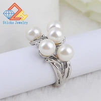 hot flowers finger rings stainless steel rings for women pealr middle ring fashion jewelry