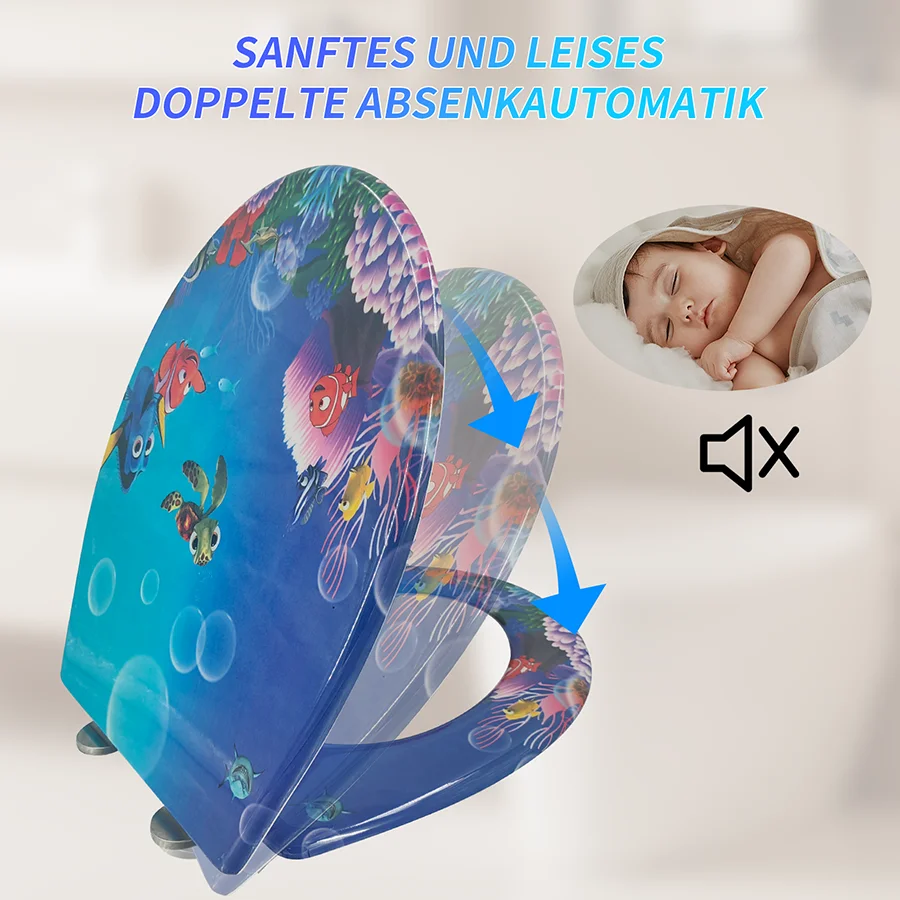 Удлиненное сиденье для унитаза Ocean бесшумный закрывающийся клапан и простой