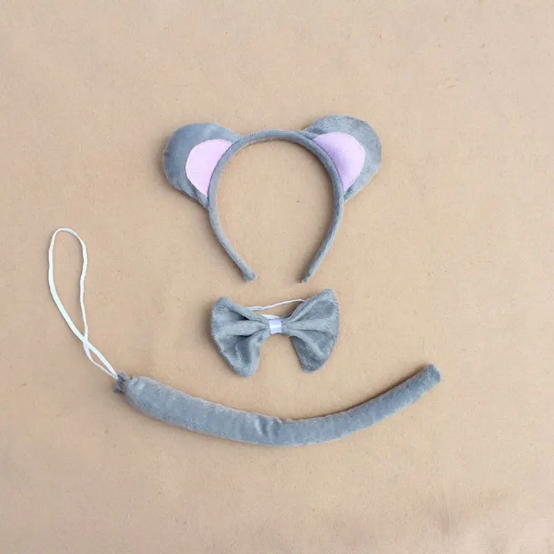 

3Pcs Child Adult Animal Costume Sets Cute Mouse Ears Headband Bow Ties Long Tail
