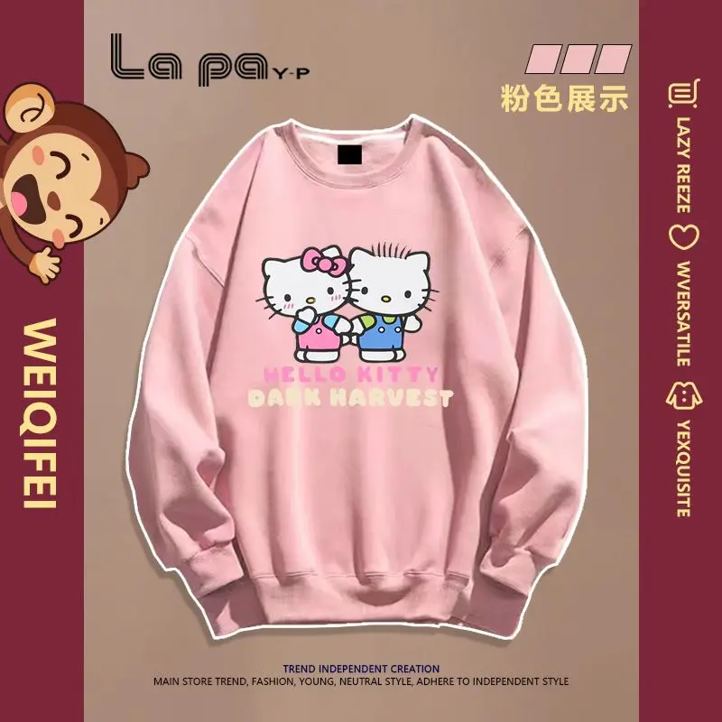 

Милый плюшевый мультяшный свитер Hello Kitty Sanrio с круглым вырезом, утолщенный, для пар, аниме, плюшевые игрушки для девочек, детские игрушки, подарок на день рождения