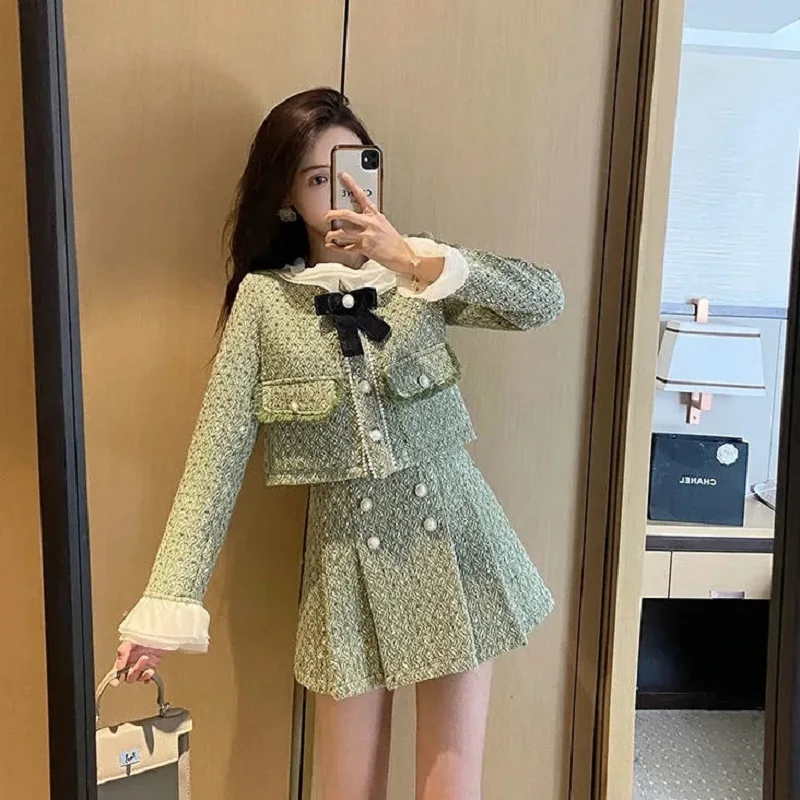 Новинка 2022 Женский Романтический костюм юбка со строчкой и плиссированная