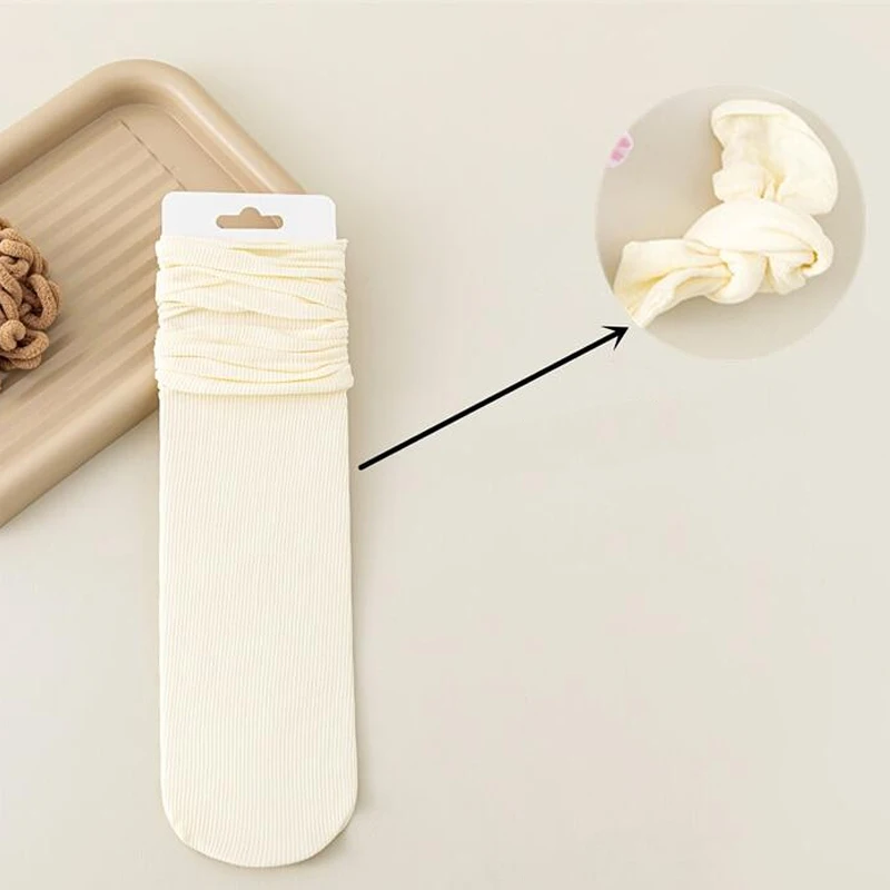 3Pairs/set Summer Loose Ice Thin Socks for Women Fashion Solid Color Soft Breathable Japanese College Style Nylon Calf Tube Sock