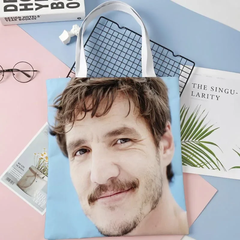 

Pedro Pascal Tote Bag Cotton Cloth Shoulder Shopper Bags For Women Handbag Eco Foldable Reusable Shopping Bag 1016WJY