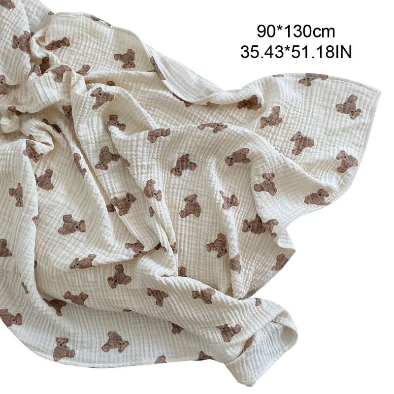 

Baby Muslin 2/3 Layers Swaddle Wrapped Blanket Bear Print Sleeping Bag Infants Bath Towel Stroller Cover Blanket