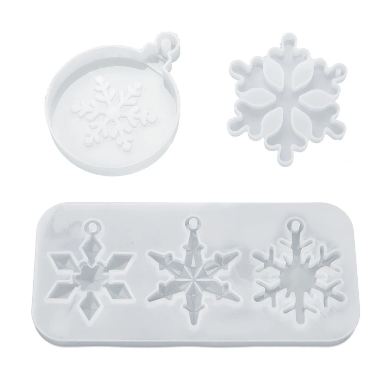 

3 шт., силиконовые формы в виде снежинок с отверстием для подвесок