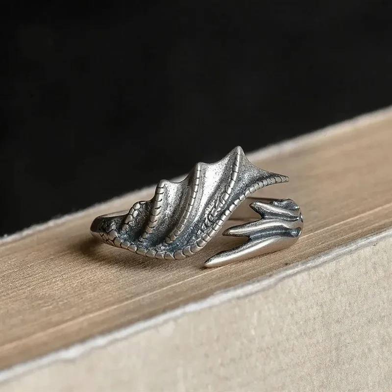 

Tree Bee Dragon Wing Vintage distressed texture open ring fashion personality niche men and women's jewelry