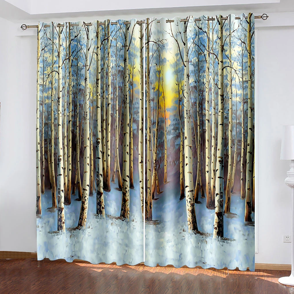 

Modern Home Decoration Living Room Curtains forest curtains 3D Window Curtain For Living Room