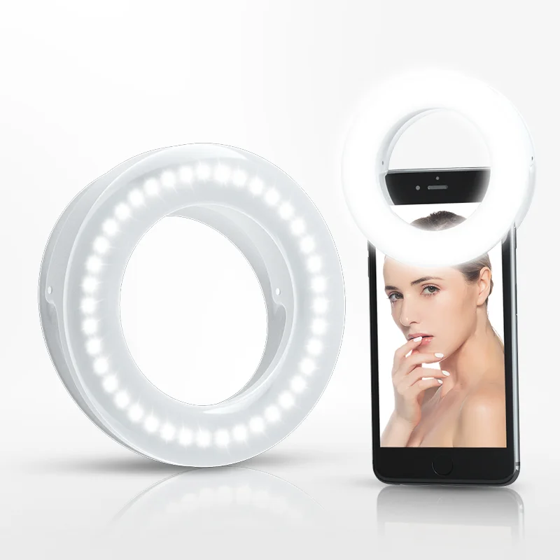 

Rechargeable Clip-on LED Selfie Ring Light Flash 3 Mode Dimmable Fill Lamp Support Phone Ipad For Youtube Makeup Video Photo