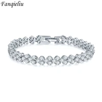 fanqieliu s925 stamp zircon bracelet for women new link chain bangles luxury jewelry girl gift trendy fql22126