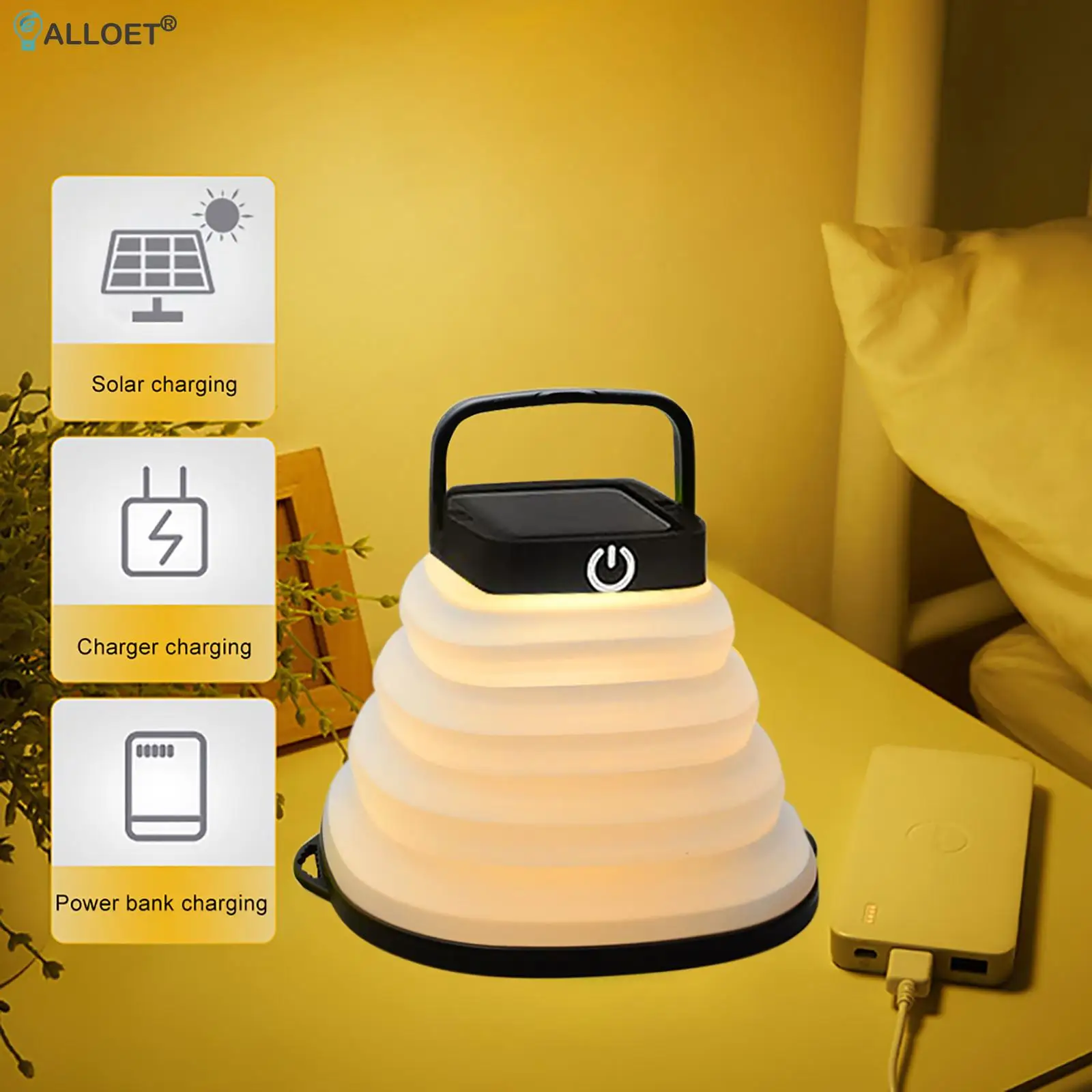 

Camping Lantern Collapsible Crush LED Solar Powered Lantern USB & Solar Rechargeable Lanterns for Tent Hiking Backpacking