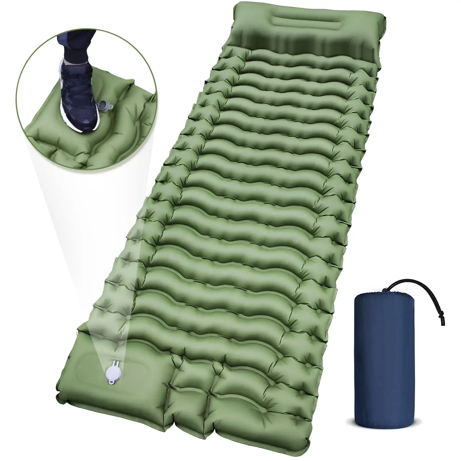 Camping Sleeping Pad Extra Thick  Camping Inflatable Mat with Air Pillow  Backpacking Hiking Traveling